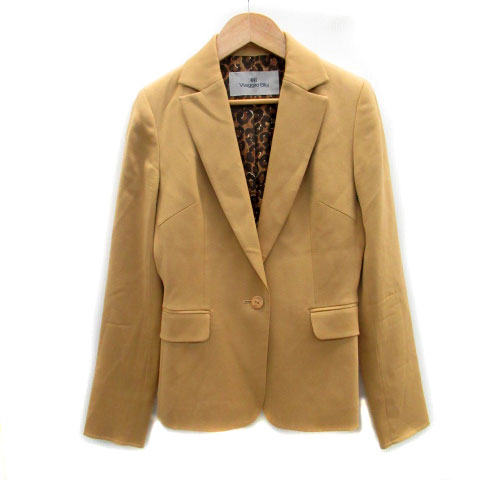 Wool - 【中古】ビアッジョブルー Viaggio Blu テーラードジャケット ミドル丈 総裏地 シングルボタン ウール 0 ブラウン 茶 /MS42 レディース 【ベクトル 古着】 230802