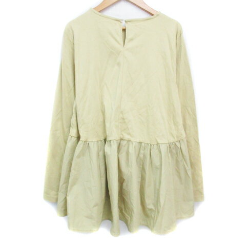 【中古】オペークドットクリップ OPAQUE.CLIP チュニック カットソー フレア 長袖 ラウンドネック 切替 無地 M 黄色 イエロー /FF41 レディース 【ベクトル 古着】 230731