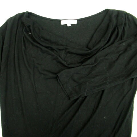 【中古】ロペピクニック ROPE Picnic ワンピース ひざ丈 七分袖 ボートネック 切替 ヒョウ柄 レオパード柄 38 黒 ブラック 紺 ネイビー /SM37 レディース 【ベクトル 古着】 230817