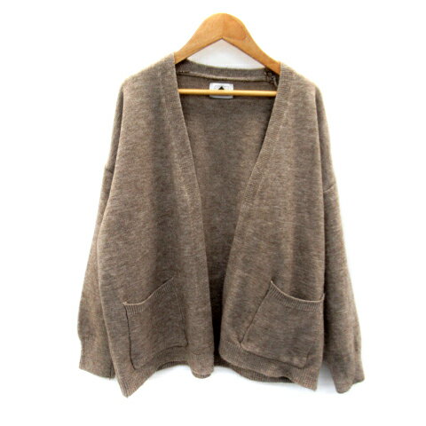 【中古】アビトーキョー ABITOKYO ニットカーディガン ミドル丈 前開き 無地 茶 ブラウン /SY3 レディース 【ベクトル 古着】 230808表記サイズサイズ表記なし ※実寸サイズをご確認ください。実寸サイズ肩幅：59cm　身幅...