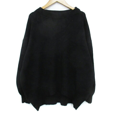 Boat Neck - 【中古】ジーナシス JEANASIS ニット セーター 長袖 ボートネック 無地 オーバーサイズ F 黒 ブラック /FF19 レディース 【ベクトル 古着】 230809