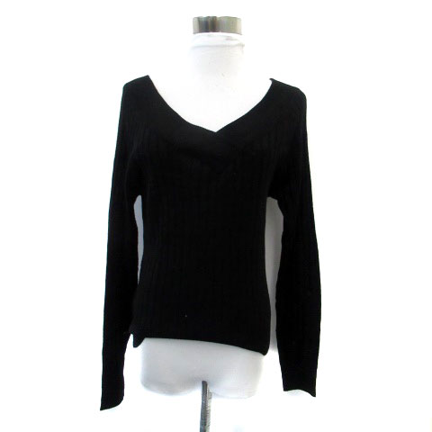 【中古】ジャイロ JAYRO MOTOMACHI SELECTION ニット カットソー Vネック 長袖 黒 ブラック /HO37 レデ..