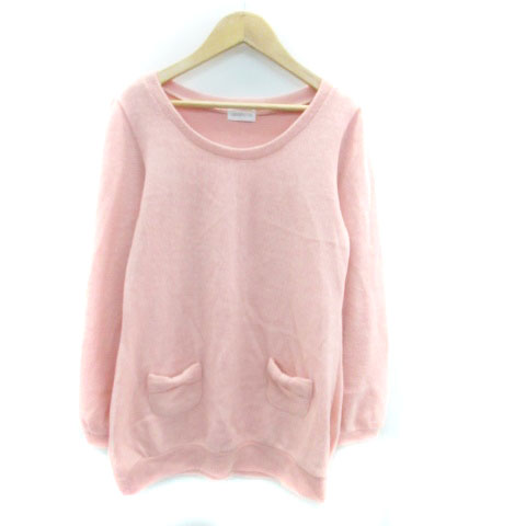 【中古】ロディスポット LODISPOTTO ニット カットソー ラウンドネック 長袖 リボン ウール混 M ピンク..