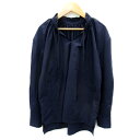 【中古】ユアーズ ur's ブラウス シャツ 長袖 スリットネック フリル 無地 オーバーサイズ S 紺 ネイビー /SY29 レディース 【ベクトル 古着】 230818(4)