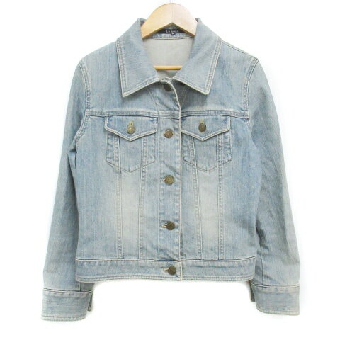 【中古】ルスーク Le souk デニムジャケット Gジャン ジージャン ミドル丈 ステンカラー 38 水色 ライトブルー /FF7 レディース 【ベクトル 古着】 230906