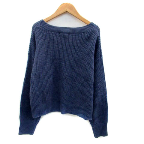 【中古】グローバルワーク GLOBAL WORK ニット セーター Vネック 長袖 無地 ショート丈 L 青 ブルー /HO52 レディース 【ベクトル 古着】 230823 vectorpremium-17604573 ブランド古着ベクトルプレミアム店 サンプル画像2
