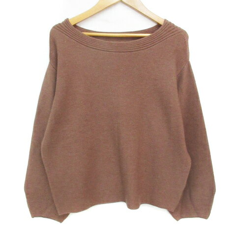 【中古】ドゥアルシーヴ DOUX ARCHIVES ニット カットソー 長袖 ボートネック 無地 F 茶 ブラウン /FF3..
