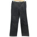 【中古】ユナイテッドアローズ ピンクレーベル UNITED ARROWS PINK LABEL ストレートパンツ ロング丈 ピンストライプ柄 S ブラック 黒 ...