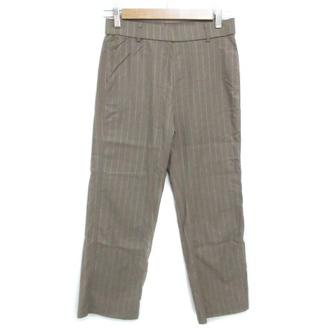 Other - 【中古】ドゥクラッセ DoCLASSE ストレートパンツ イージーパンツ 七分丈 ストライプ柄 11 カーキ ベージュ /FF14 レディース 【ベクトル 古着】 230824