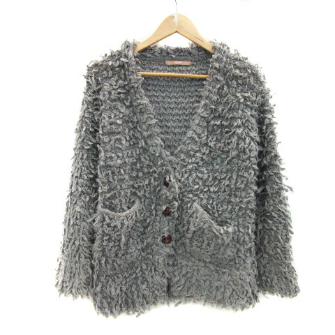Rakuten - 【中古】ダズリン dazzlin ニットカーディガン Vネック フリンジ F グレー /YS28 レディース 【ベクトル 古着】 230822