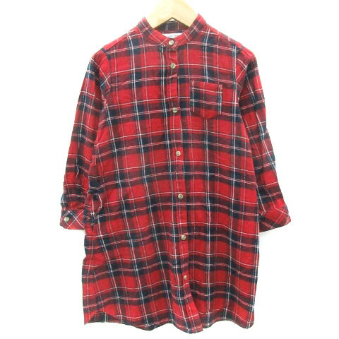 【中古】グローバルワーク GLOBAL WORK ワンピース ひざ丈 長袖 バンドカラー チェック柄 マルチカラー XL レッド 赤 /YM5 女の子 キッズ 【ベクトル 古着】 230829