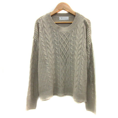 【中古】ロペピクニック ROPE Picnic ニット セーター 長袖 ラウンドネック ケーブル編み F ベージュ /..