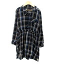 【中古】ミスティウーマン mysty woman シャツワンピース 長袖 ミニ丈 チェック柄 M マルチカラー 紺 ネイビー /HO55 レディース 【ベクトル 古着】 230921(4)