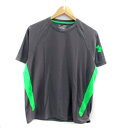 【中古】アンダーアーマー UNDER ARMOUR スポーツウエア Tシャツ カットソー クルーネック 半袖 メッシュ 切替 プリント M グレー ネオングリーン /HO1 メンズ 【ベクトル 古着】 230913(4)