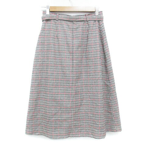 ブランド古着ベクトルプレミアム店の【中古】スープ SOUP フレアスカート ロング丈 リングベルト付き チェック柄 マルチカラー ウール混 9 白 黒 ホワイト ブラック /FF48 レディース 【ベクトル 古着】 230831｜アングル2