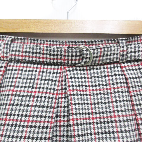 ブランド古着ベクトルプレミアム店の【中古】スープ SOUP フレアスカート ロング丈 リングベルト付き チェック柄 マルチカラー ウール混 9 白 黒 ホワイト ブラック /FF48 レディース 【ベクトル 古着】 230831｜アングル3