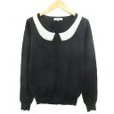 【中古】ナチュラルビューティーベーシック NATURAL BEAUTY BASIC ニット カットソー 長袖 ラウンドネック ビジュー ウール混 M ブラック 黒 /YM45 レディース 【ベクトル 古着】 230906|詳細画像