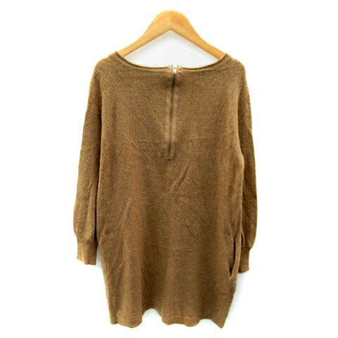 【中古】グリーンレーベルリラクシング ユナイテッドアローズ green label relaxing ニットチュニック 長袖 ラウンドネック 無地 ウール混 茶 ブラウン /SY2 ■MO レディース 【ベクトル 古着】 230913
