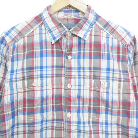 【中古】カーニーハウス KEARNEY HOUSE カジュアルシャツ 長袖 チェック柄 マルチカラー L 白 青 ホワイト ブルー /FF41 メンズ 【ベクトル 古着】 230907
