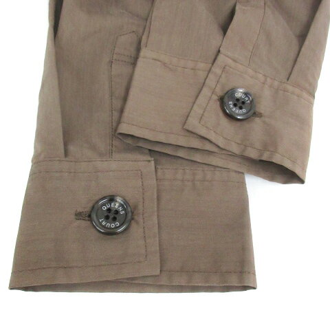 【中古】クイーンズコート QUEENS COURT シャツワンピース ひざ丈 長袖 スキッパーカラー 無地 2 カーキ /FF7 レディース 【ベクトル 古着】 230907