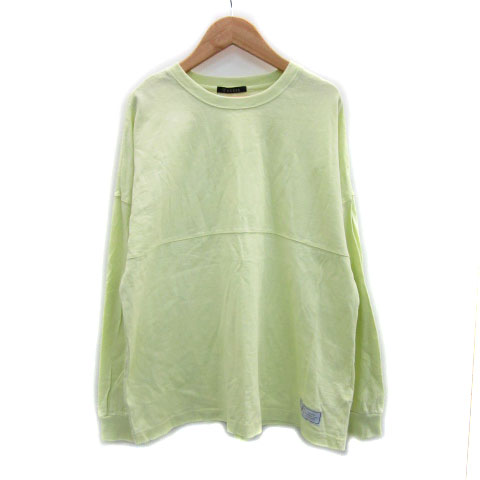 【中古】ゲス GUESS Tシャツ カットソー 長袖 ラウンドネック ロゴ S ライトグリーン 黄緑 /MS35 メンズ 【ベクトル 古着】 230907
