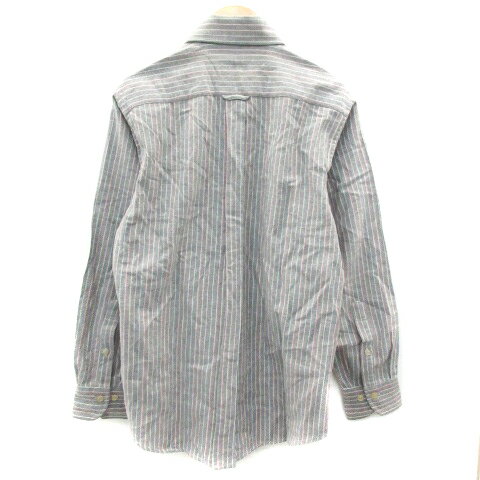 【中古】シンプルライフ SIMPLE LIFE カジュアルシャツ 長袖 ボタンダウン ストライプ柄 ウール混 S グレー /YM10 メンズ 【ベクトル 古着】 230912