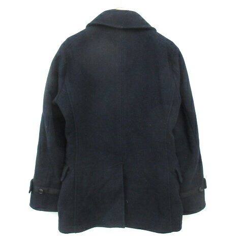 【中古】B&Y ユナイテッドアローズ BEAUTY&YOUTH ビューティー&ユース Pコート ピーコート ミドル丈 ウール ダブルボタン S 紺 ネイビー /FF4 メンズ 【ベクトル 古着】 230926
