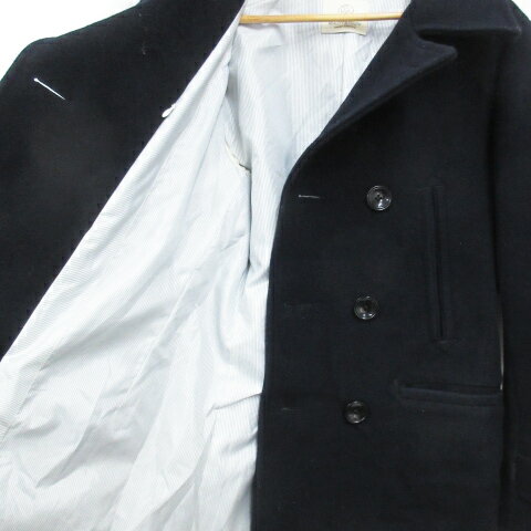 【中古】B&Y ユナイテッドアローズ BEAUTY&YOUTH ビューティー&ユース Pコート ピーコート ミドル丈 ウール ダブルボタン S 紺 ネイビー /FF4 メンズ 【ベクトル 古着】 230926