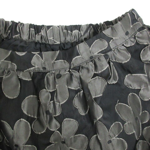 【中古】ジルバイジルスチュアート JILL by JILLSTUART フレアスカート ひざ丈 花柄 S 黒 グレー ブラック /FF46 レディース 【ベクトル 古着】 230911