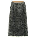 【中古】マウジー moussy フレアスカート ロング丈 マキシ丈 ヘリンボーン柄 フリンジ ウール混 2 黒 ブラック オフホワイト /HO35 レディース ...