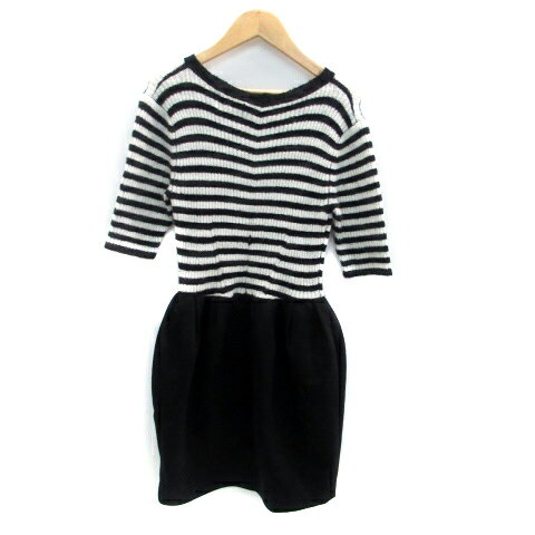 【中古】スナイデル snidel ドッキングワンピース ニット ラウンドネック 五分袖 ミニ丈 0 黒 ブラック /HO16 レディース 【ベクトル 古着】 230914