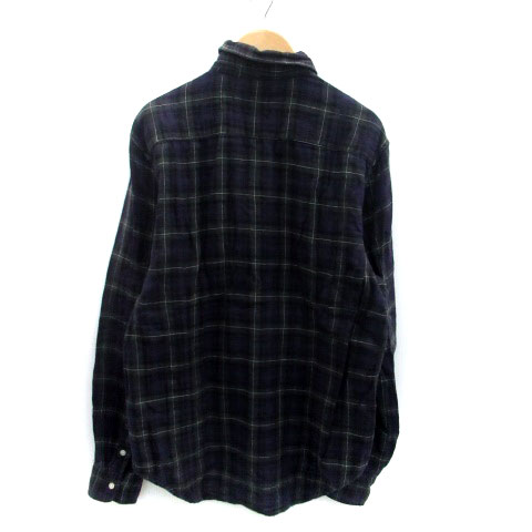 【中古】グローバルワーク GLOBAL WORK カジュアルシャツ 長袖 チェック柄 L 紺 ネイビー モスグリーン /HO3 ■MO メンズ 【ベクトル 古着】 230919 vectorpremium-17637135 ブランド古着ベクトルプレミアム店 サンプル画像2