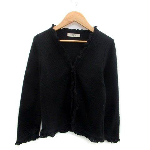 【中古】キャサリンロス KATHARINE ROSS ニットカーディガン Vネック 七分袖 ウール混 M 黒 ブラック /HO42 レディース 【ベクトル 古着】 230914