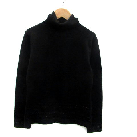 【中古】トゥーシー TWO:C ニット カットソー タートルネック 長袖 無地 スパンコール ウール 38 黒 ブラック /HO1 レディース 【ベクトル 古着】 230920