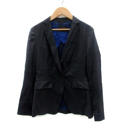 Wool - 【中古】トゥモローランドコレクション TOMORROWLAND collection テーラードジャケット シングル ミドル丈 ストライプ柄 総裏地 ウール 36 チャコールグレー オフホワイト /HO8 レディース 【ベクトル 古着】 230920