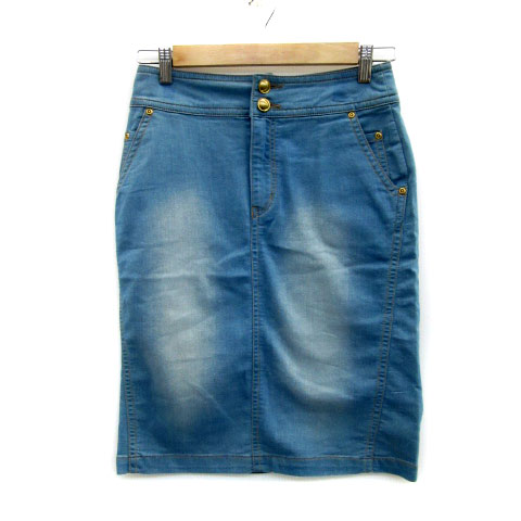 【中古】レイビームス Ray Beams デニムスカート タイトスカート ひざ丈 ウォッシュ加工 1 ライトブルー 水色 /MS46 レディース 【ベクトル 古着】 230921