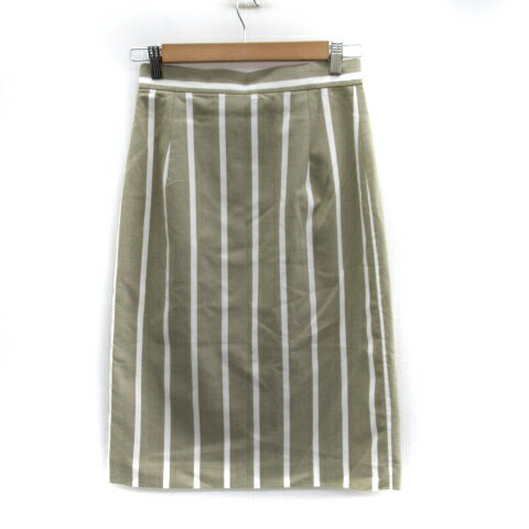 ブランド古着ベクトルプレミアム店の【中古】ロペピクニック ROPE Picnic ボタンダウンスカート フレアスカート ミモレ丈 ストライプ柄 38 ベージュ 白 ホワイト /SM35 レディース 【ベクトル 古着】 230928｜アングル2
