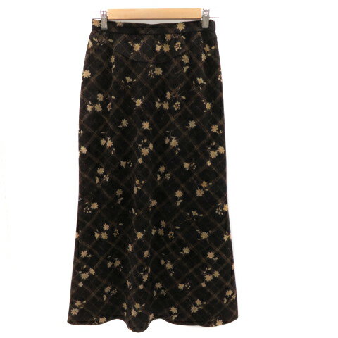 Skirts - 【中古】レリアン Leilian フレアスカート ロング丈 マキシ丈 チェック柄 花柄 9 黒 ブラック /YK6 レディース 【ベクトル 古着】 230922