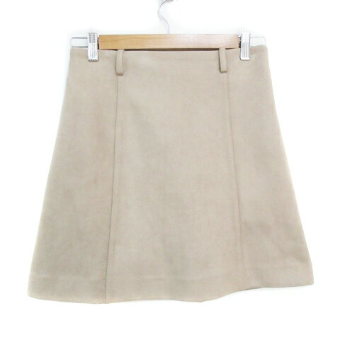 【中古】ヘザー Heather フレアスカート ミニ丈 スエード調 無地 M ベージュ /FF54 レディース 【ベクトル 古着】 231005