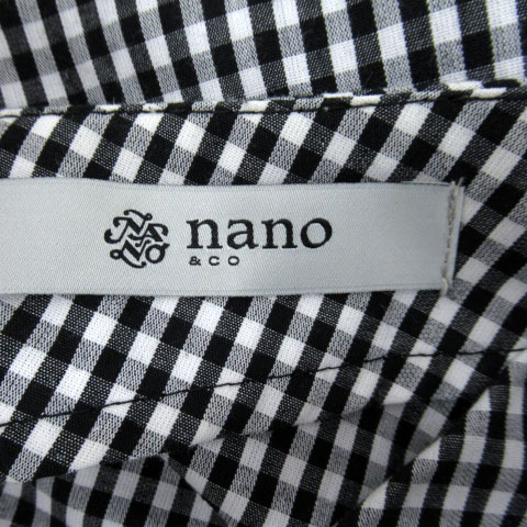 【中古】ナノ&コー nano&co ナノユニバース ブラウス カットソー 長袖 Vネック ギンガムチェック柄 36 黒 ブラック 白 ホワイト /SY33 レディース 【ベクトル 古着】 231003 vectorpremium-17659216 ブランド古着ベクトルプレミアム店 サンプル画像3