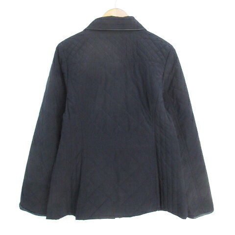 【中古】トランスワーク TRANS WORK キルティングジャケット 中綿ジャケット ミドル丈 ジップアップ 38 紺 ネイビー /FF6 ■MO レディース 【ベクトル 古着】 231006