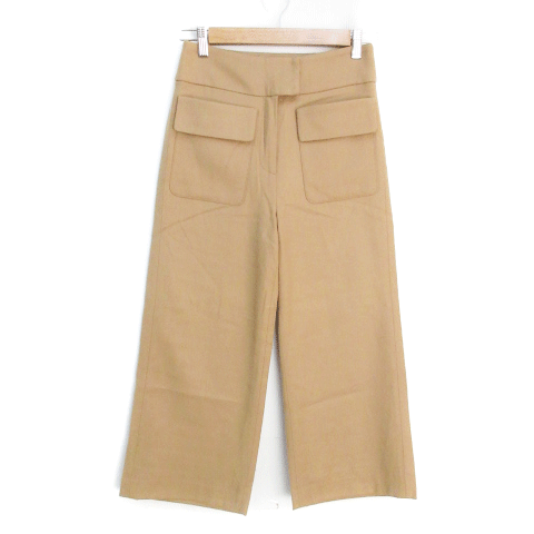 【中古】未使用品 ミーアンドミークチュール me & me couture ストレートパンツ アンクル丈 ウール 無地 0 ベージュ /FF42 レディース 【ベクトル 古着】 231107