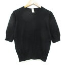 【中古】オペークドットクリップ OPAQUE.CLIP ニット カットソー 五分袖 クルーネック ウール 無地 M 黒 白 ブラック ホワイト /FF47 レデ...