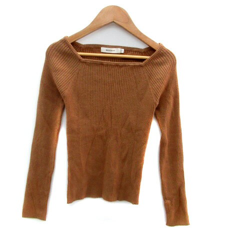 【中古】マウジー moussy ニット カットソー リブ スクエアネック 長袖 F 茶色 ブラウン /HO8 レディース 【ベクトル 古着】 231011