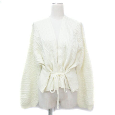 【中古】アーバンリサーチ サニーレーベル URBAN RESEARCH Sonny Label ニットカーディガン ミドル丈 ドルマンスリーブ 前開き リボン ケーブル編み F アイボリー /FF20 レディース 【ベクトル 古着】 231011