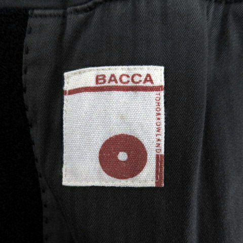 【中古】バッカ BACCA チェスターコート ステンカラーコート ロング丈 ヘリンボーン柄 ウール 紺 ネイビー 黒 ブラック /SY3 レディース 【ベクトル 古着】 231106