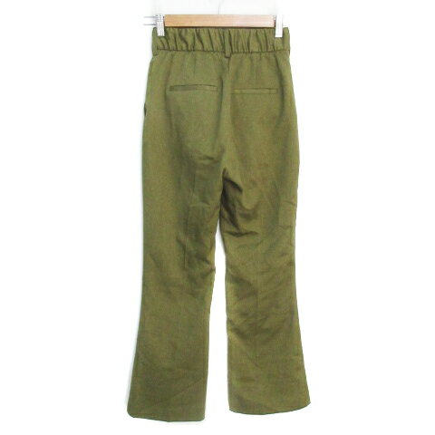 【中古】ジーナシス JEANASIS スラックスパンツ フレアパンツ ロング丈 総柄 S カーキ /FF53 レディース 【ベクトル 古着】 231012