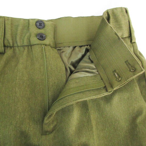 【中古】ジーナシス JEANASIS スラックスパンツ フレアパンツ ロング丈 総柄 S カーキ /FF53 レディース 【ベクトル 古着】 231012