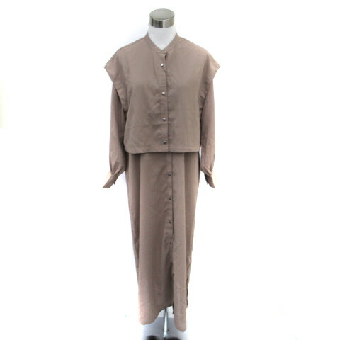 【中古】ムルーア MURUA ワンピース 2点セット ベスト付き マキシ丈 ロング丈 長袖 バンドカラー F グレージュ /SM14 レディース 【ベクトル 古着】 231017 【中古】ムルーア MURUA ワンピース 2点セット ベスト付き マキシ丈 ロング丈 長袖 バンドカラー F グレージュ /SM14 レディース 【ベクトル 古着】 231017