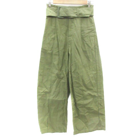 【中古】カプリシューレマージュ CAPRICIEUX LE'MAGE ワイドパンツ ロング丈 ベルト 38 カーキ /YM1 レディース 【ベクトル 古着】 231023